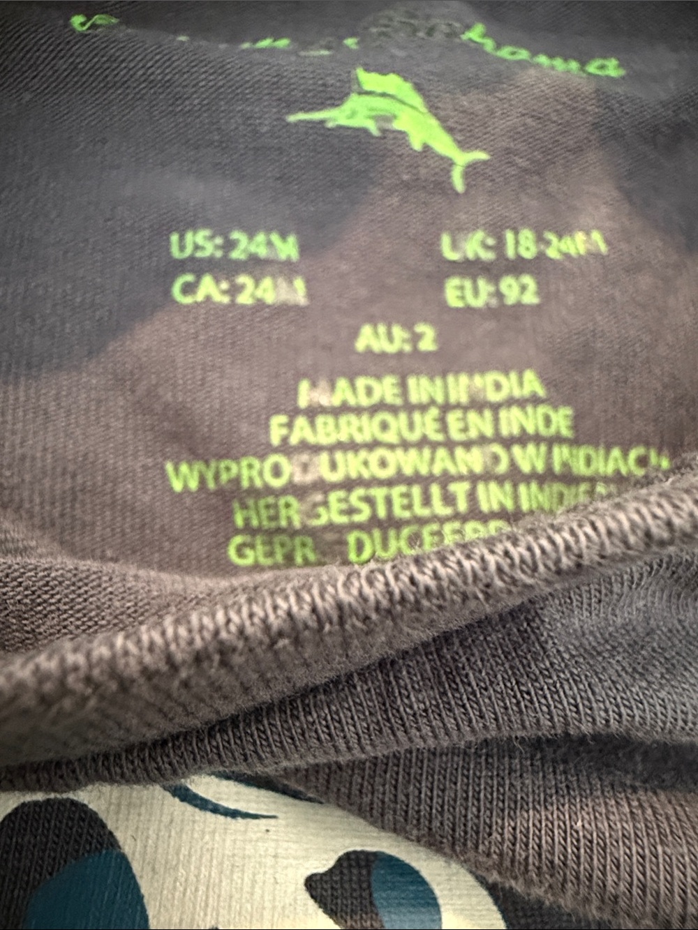 Tommy Bahama boys dinosaur skakeboard short sleeve t shirt size 24M Gray Crew - Picture 4 of 4